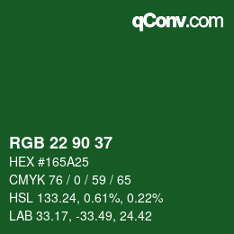 Color code: RGB 22 90 37 | qconv.com