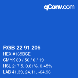 Color code: RGB 22 91 206 | qconv.com