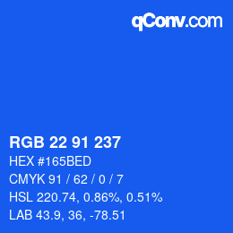 Color code: RGB 22 91 237 | qconv.com