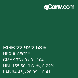 カラーコード: RGB 22 92.2 63.6 | qconv.com