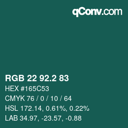 カラーコード: RGB 22 92.2 83 | qconv.com