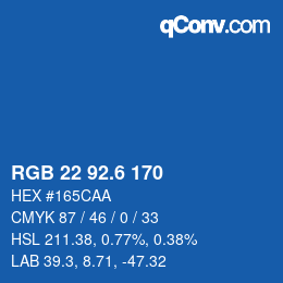 カラーコード: RGB 22 92.6 170 | qconv.com