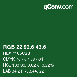 カラーコード: RGB 22 92.6 43.6 | qconv.com
