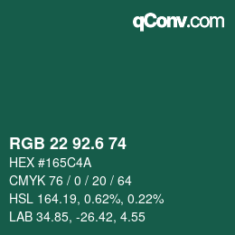 カラーコード: RGB 22 92.6 74 | qconv.com