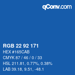 カラーコード: RGB 22 92 171 | qconv.com