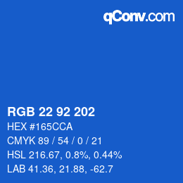 颜色代码: RGB 22 92 202 | qconv.com
