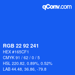Color code: RGB 22 92 241 | qconv.com