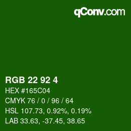 カラーコード: RGB 22 92 4 | qconv.com