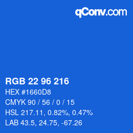 Color code: RGB 22 96 216 | qconv.com
