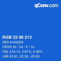 颜色代码: RGB 22 98 213 | qconv.com