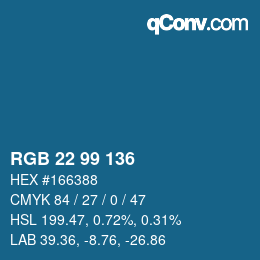 Color code: RGB 22 99 136 | qconv.com