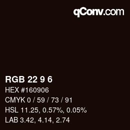 Color code: RGB 22 9 6 | qconv.com