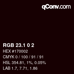 カラーコード: RGB 23.1 0 2 | qconv.com