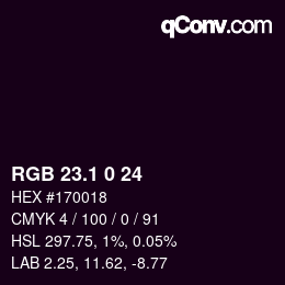 カラーコード: RGB 23.1 0 24 | qconv.com