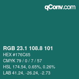 カラーコード: RGB 23.1 108.8 101 | qconv.com