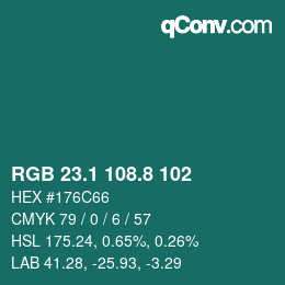 Color code: RGB 23.1 108.8 102 | qconv.com