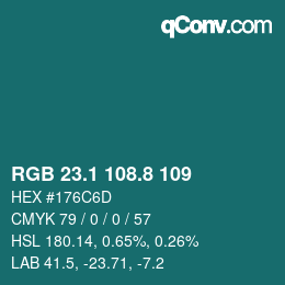 カラーコード: RGB 23.1 108.8 109 | qconv.com
