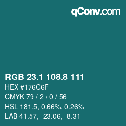 Color code: RGB 23.1 108.8 111 | qconv.com