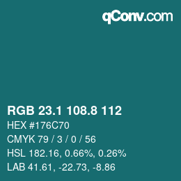 Color code: RGB 23.1 108.8 112 | qconv.com