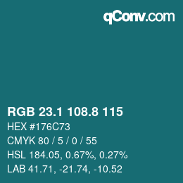カラーコード: RGB 23.1 108.8 115 | qconv.com