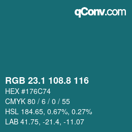 Color code: RGB 23.1 108.8 116 | qconv.com
