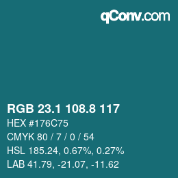 Color code: RGB 23.1 108.8 117 | qconv.com