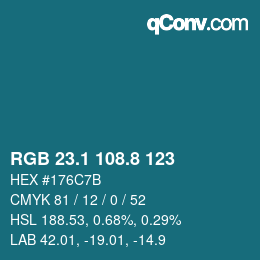 カラーコード: RGB 23.1 108.8 123 | qconv.com