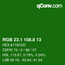 カラーコード: RGB 23.1 108.8 13 | qconv.com