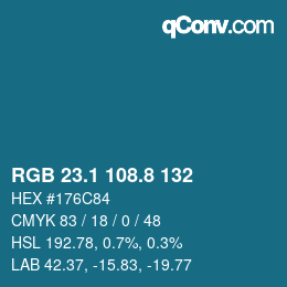 カラーコード: RGB 23.1 108.8 132 | qconv.com