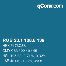 カラーコード: RGB 23.1 108.8 139 | qconv.com