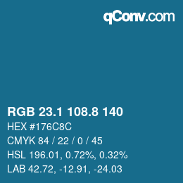 Color code: RGB 23.1 108.8 140 | qconv.com