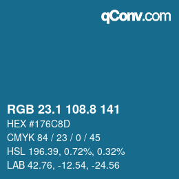 Color code: RGB 23.1 108.8 141 | qconv.com