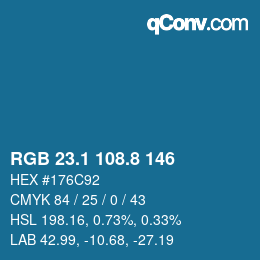 カラーコード: RGB 23.1 108.8 146 | qconv.com