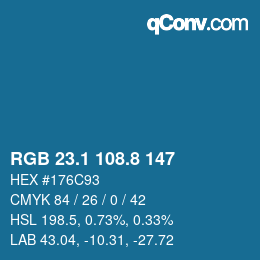 カラーコード: RGB 23.1 108.8 147 | qconv.com