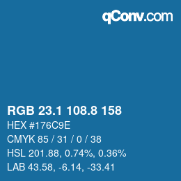 カラーコード: RGB 23.1 108.8 158 | qconv.com