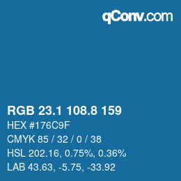Color code: RGB 23.1 108.8 159 | qconv.com