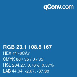 カラーコード: RGB 23.1 108.8 167 | qconv.com