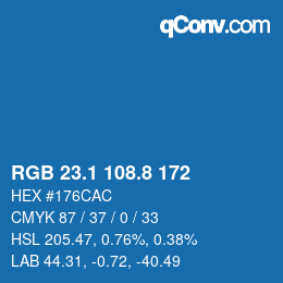 カラーコード: RGB 23.1 108.8 172 | qconv.com