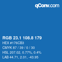 Color code: RGB 23.1 108.8 179 | qconv.com