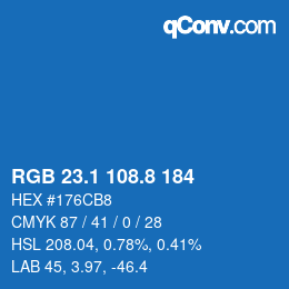 カラーコード: RGB 23.1 108.8 184 | qconv.com
