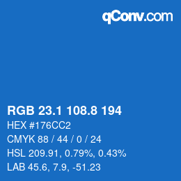 カラーコード: RGB 23.1 108.8 194 | qconv.com