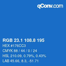 カラーコード: RGB 23.1 108.8 195 | qconv.com