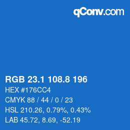 カラーコード: RGB 23.1 108.8 196 | qconv.com