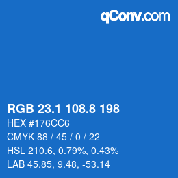 Farbcode: RGB 23.1 108.8 198 | qconv.com