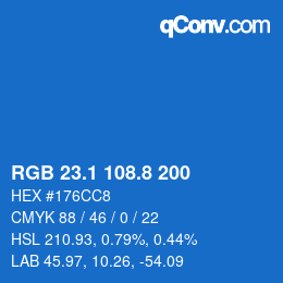 カラーコード: RGB 23.1 108.8 200 | qconv.com
