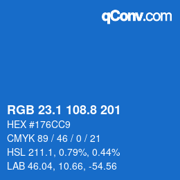 カラーコード: RGB 23.1 108.8 201 | qconv.com
