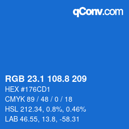 カラーコード: RGB 23.1 108.8 209 | qconv.com