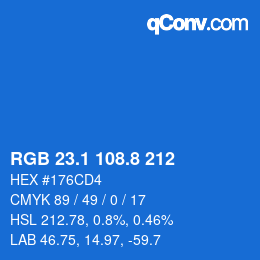 カラーコード: RGB 23.1 108.8 212 | qconv.com