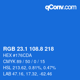 カラーコード: RGB 23.1 108.8 218 | qconv.com