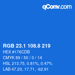 カラーコード: RGB 23.1 108.8 219 | qconv.com